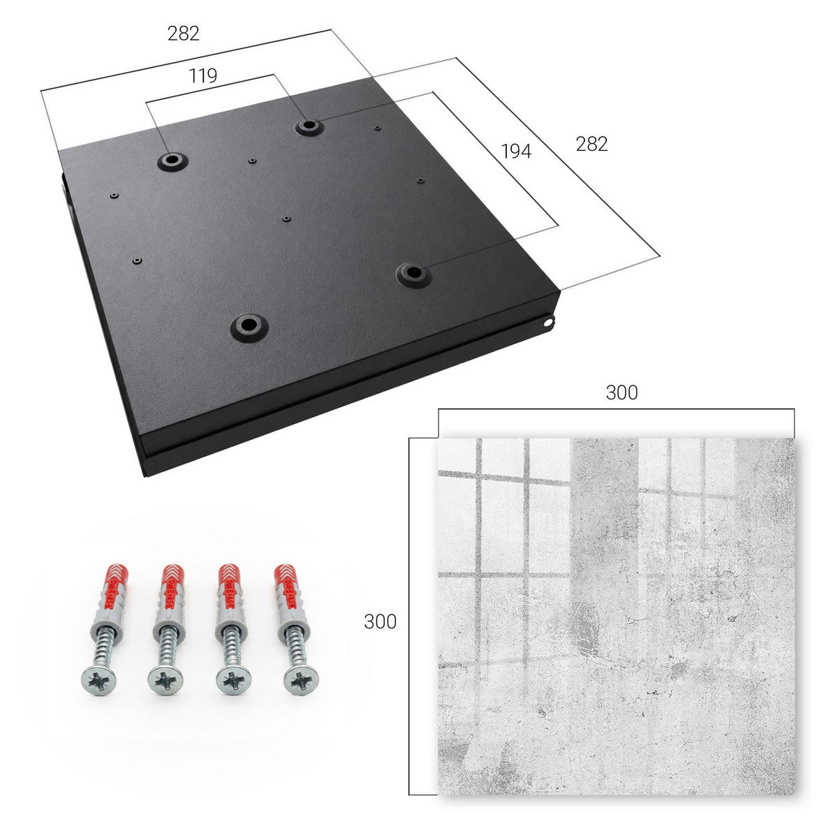 SCHLÜSSELBOX Schwarz 30x30 cm- Türöffnung nach rechts - Unverfälschte Eleganz - Grau, Metall (30/30/5cm) - TULUP