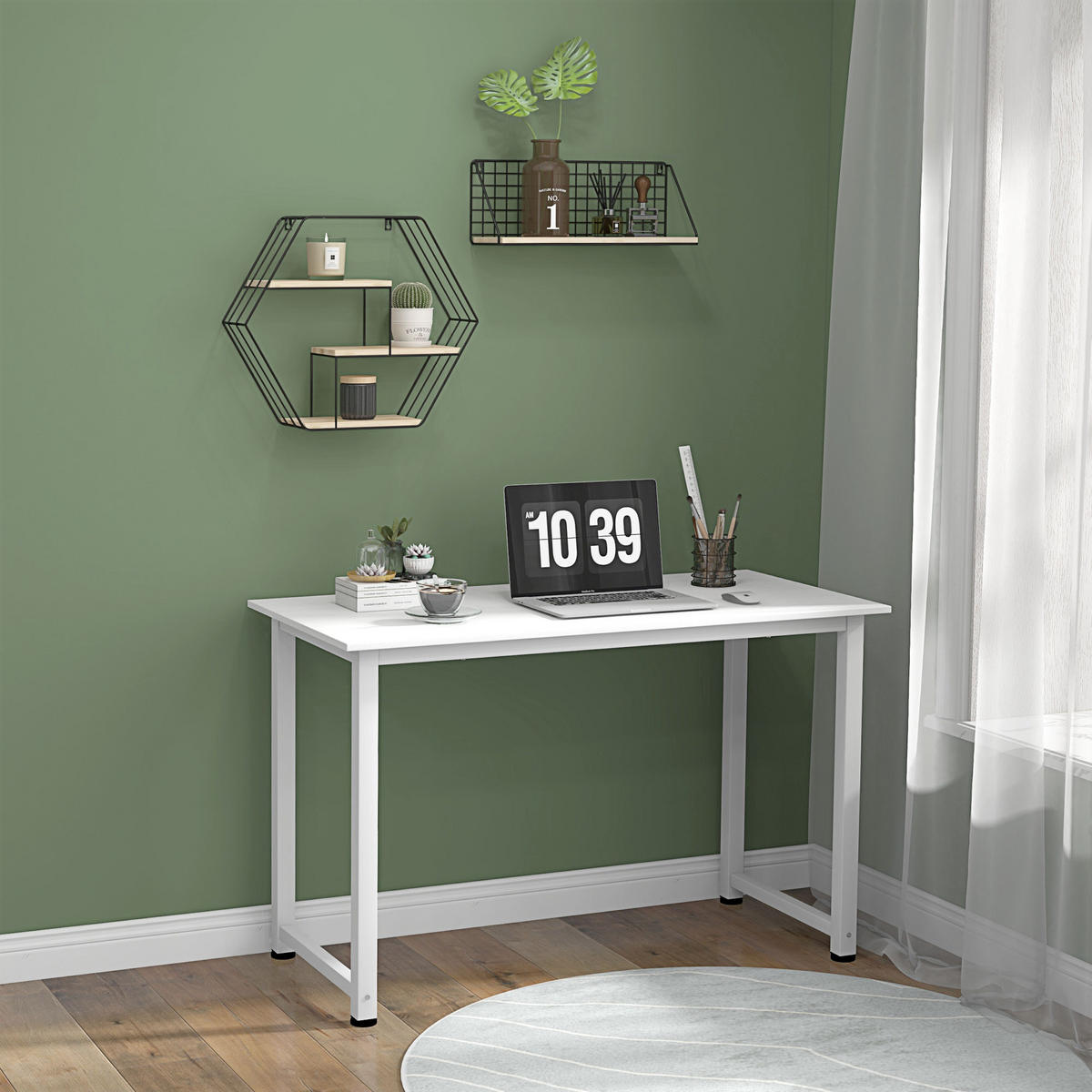COMPUTERTISCH Weiß mit Metallgestell 120/60/76 cm - Weiß, Holzwerkstoff (60/120/76cm) - PANGIVO