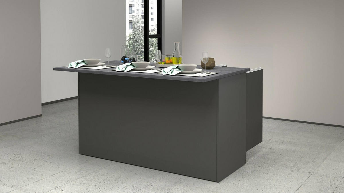 KÜCHENINSEL Anthrazit, Schiefer 90/155/90 cm - Schwarz, Holzwerkstoff (155/90/90cm) - DMORA