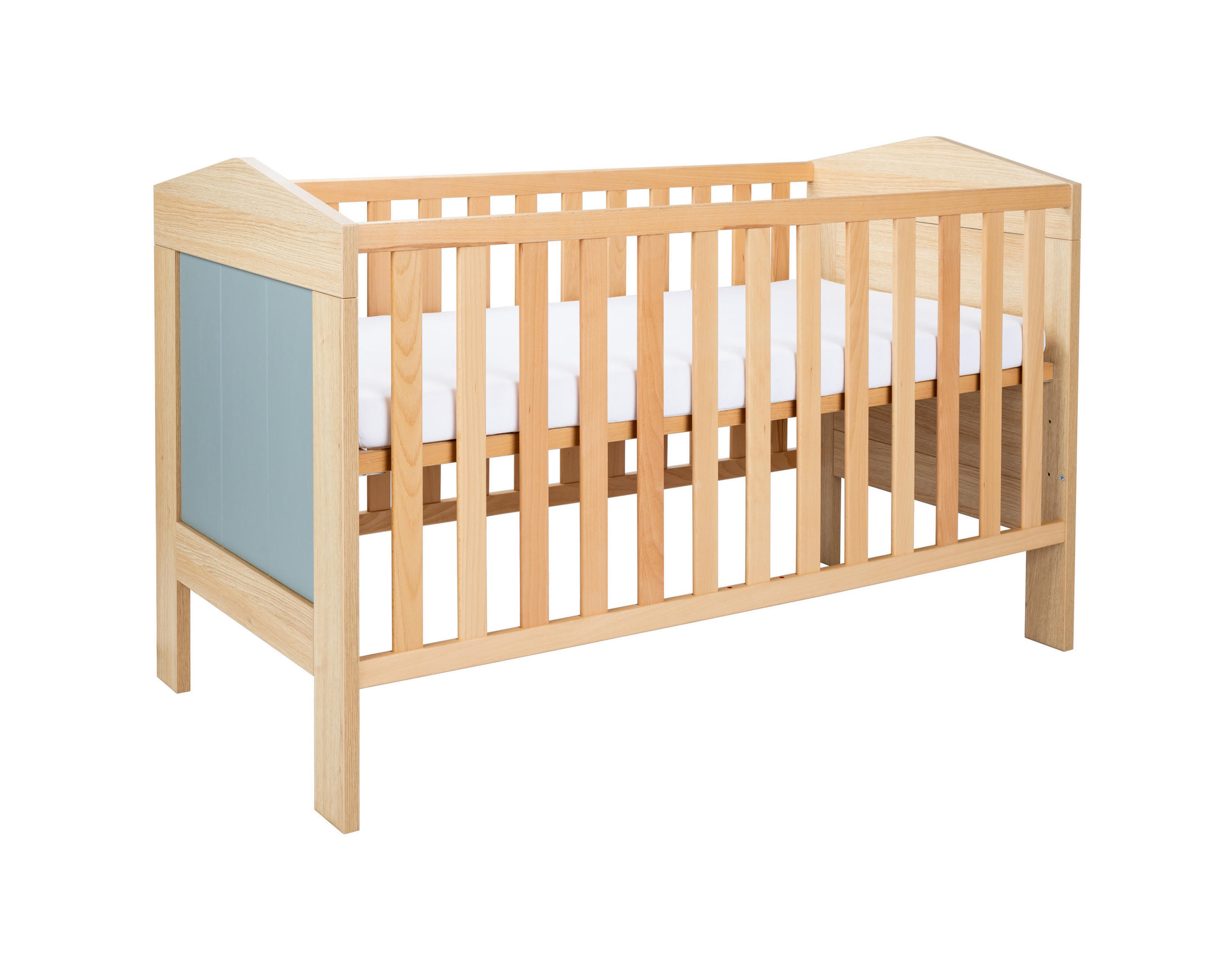 BABYBETT Roofy - Eichefarben/Salbeigrün, Holz/Holzwerkstoff - arthur berndt