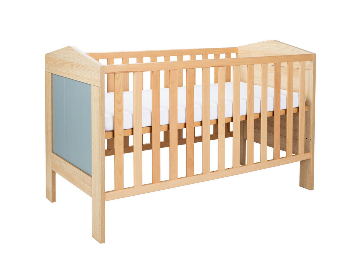 BABYBETT Roofy - Eichefarben/Salbeigrün, Holz/Holzwerkstoff - arthur berndt