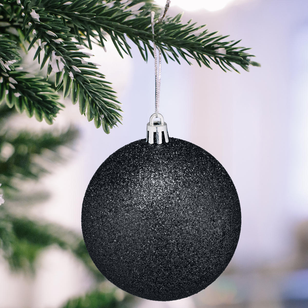 WEIHNACHTSKUGELN-SET 110-tlg. - Schwarz, Kunststoff (8/9/8cm) - Relaxdays