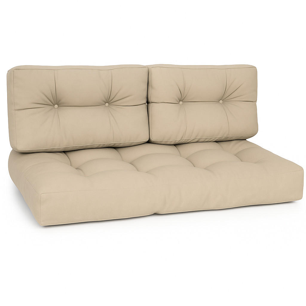 PALETTENKISSEN ECO Style Sitz 120x80x15cm Natur + Rücken (2tlg) - Beige, Textil (80/15/120cm) - Beautissu 