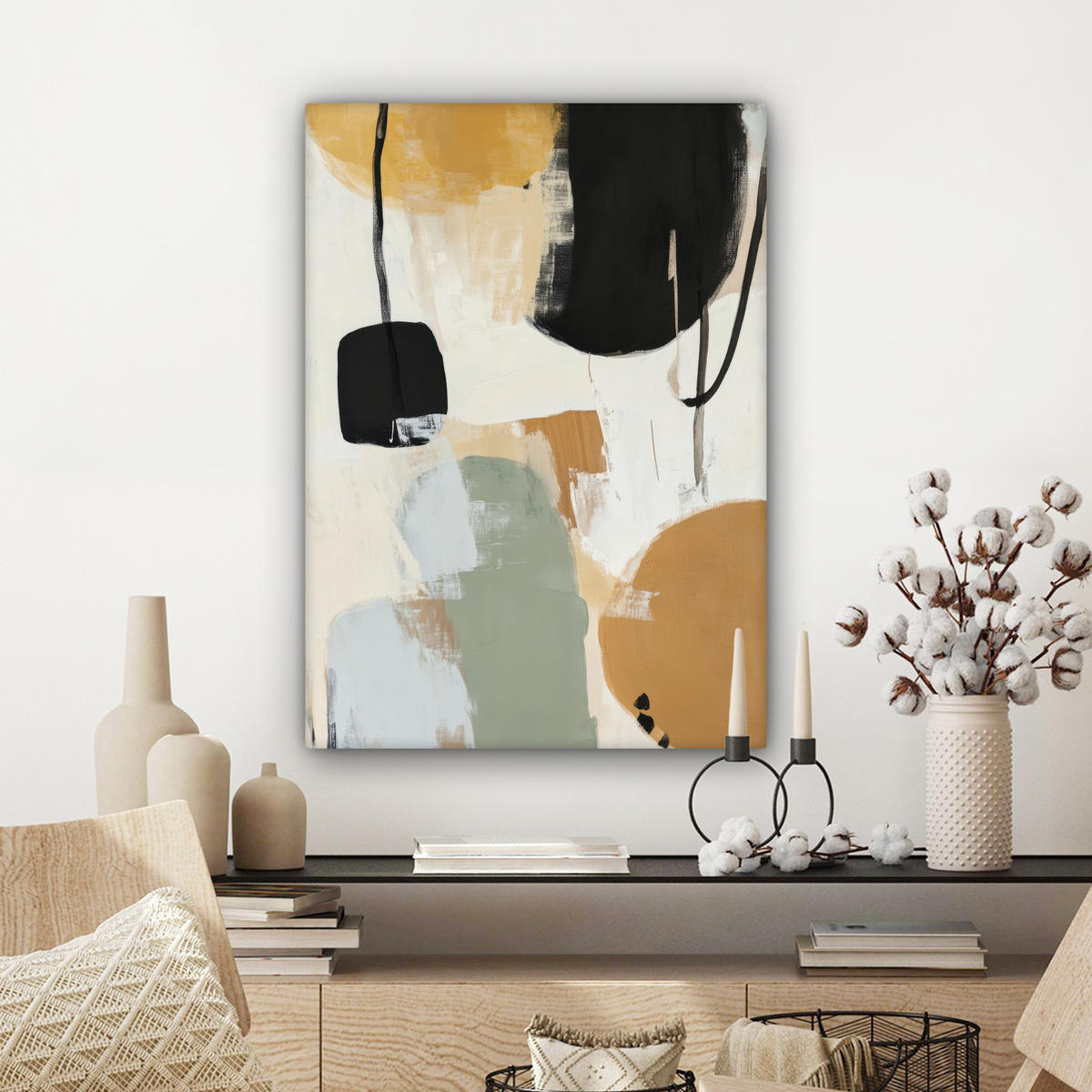 LEINWANDBILD Farbe - Abstrakt - Farben 60x80 cm - Currygelb, Textil (60/80cm) - MuchoWow