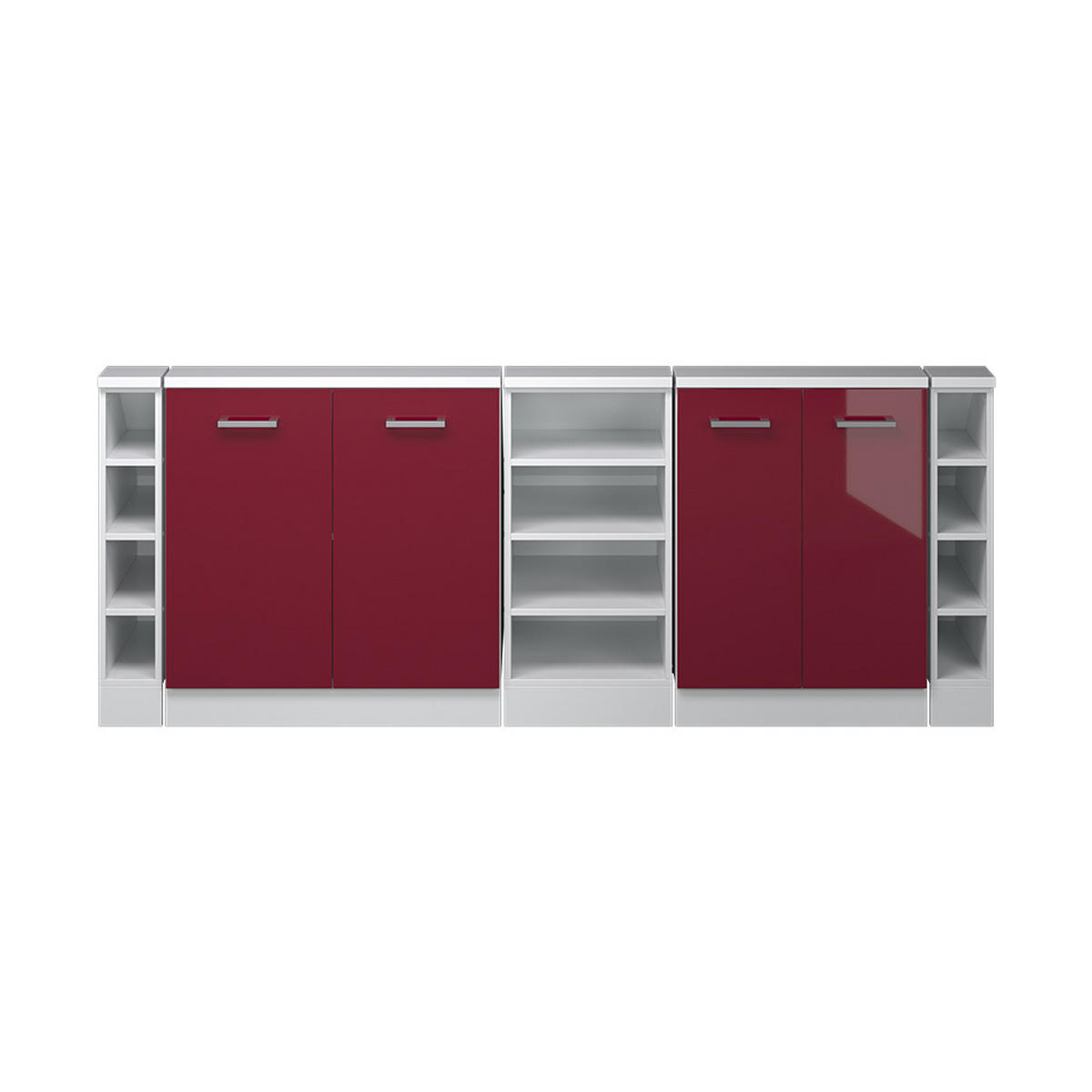 DACHSCHRÄGENSCHRANK-SET Rion Bordeaux Hochglanz/Weiß 5er Set - Bordeaux/Weiß, Holzwerkstoff (215/81.6/46cm) - Vicco