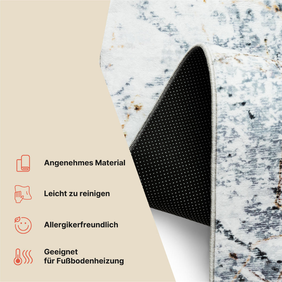 TEPPICH VENEZIA Grau Marmor 160/230 cm - Grau, Textil (160/230cm) - Tapiso