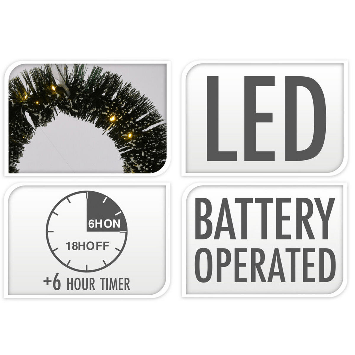 WEIHNACHTSKRANZ mit LED-Beleuchtung 30/7/30 cm - Grün, Kunststoff (7/30/30cm) - Home Styling Collection