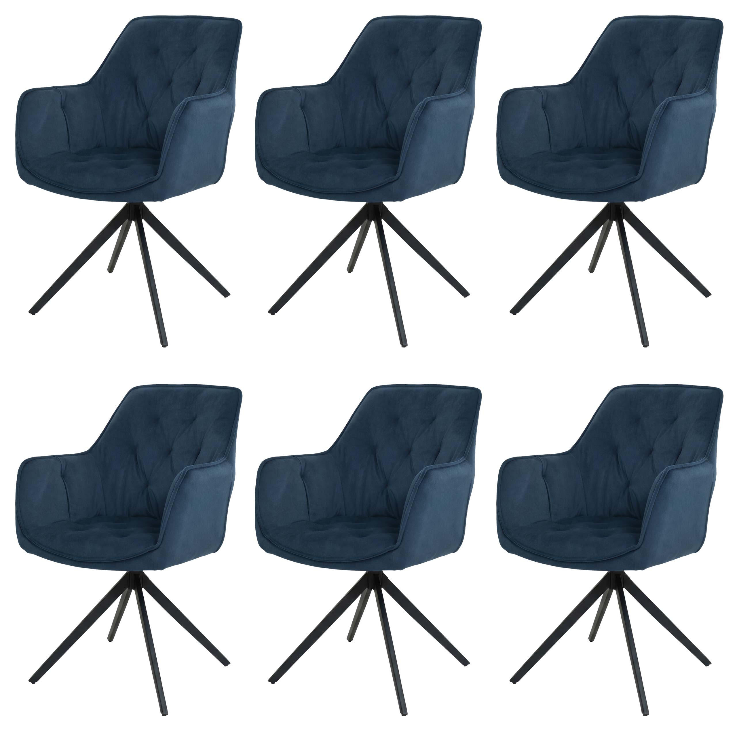 ESSZIMMERSTUHL Blau 6er-Set - Blau, Textil (55/87/60cm) - MCW