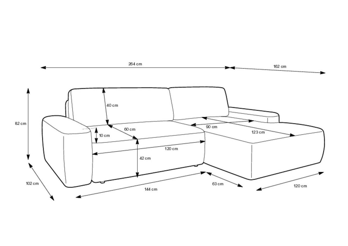 ECKSOFA BOULI Braun 264x162x82 cm - Braun, Textil (264/162cm) - FURNLUX