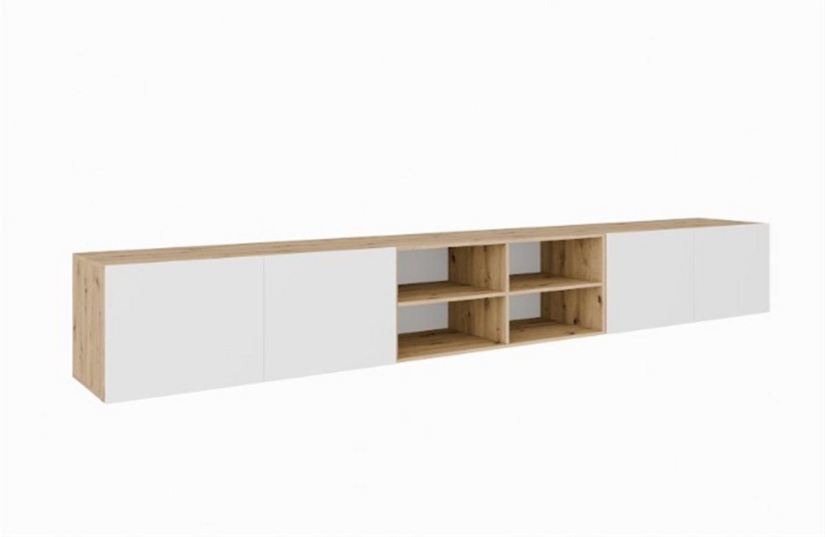 LOWBOARD MIVO 300/41/40 cm, Hängender TV-Schrank Eiche Artisan - Weiß/Eiche Artisan, Holzwerkstoff (300/41/40cm) - MASSENO
