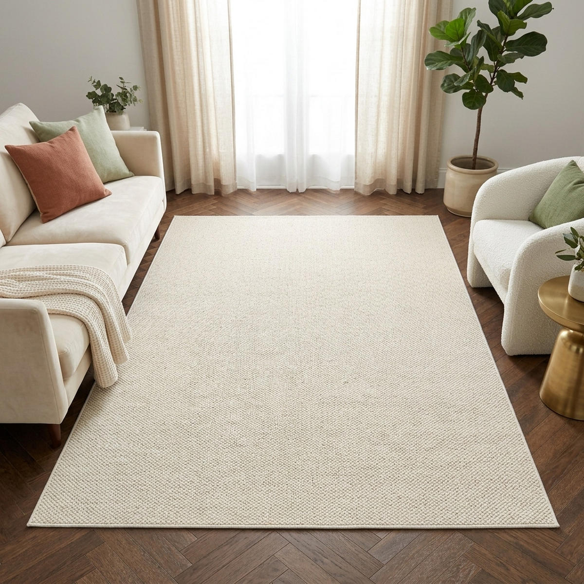 TEPPICH CALMA creme modern 80/150 cm - Creme, Textil (80/150cm) - Tapiso