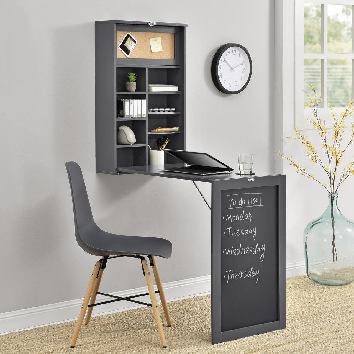 WANDKLAPPTISCH Kläppen - Dunkelgrau, Holzwerkstoff (50/156/91.5cm) - [en.casa]