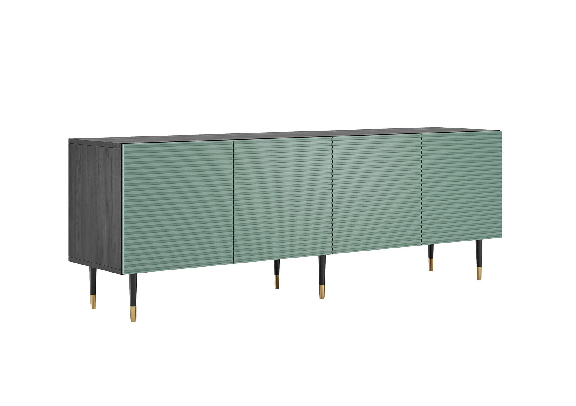 KOMMODE Imperio Pistazie, Für Das Wohnzimmer - Schwarz/Grün, Holzwerkstoff (180/63/42cm) - Bettso