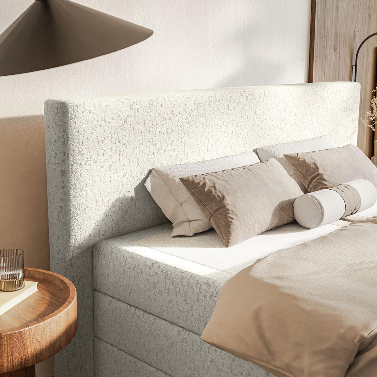 BOXSPRINGBETT Velipoja Premium 200x200 cm, Ecru - Ecru, Textil (200/200cm) - Fedve