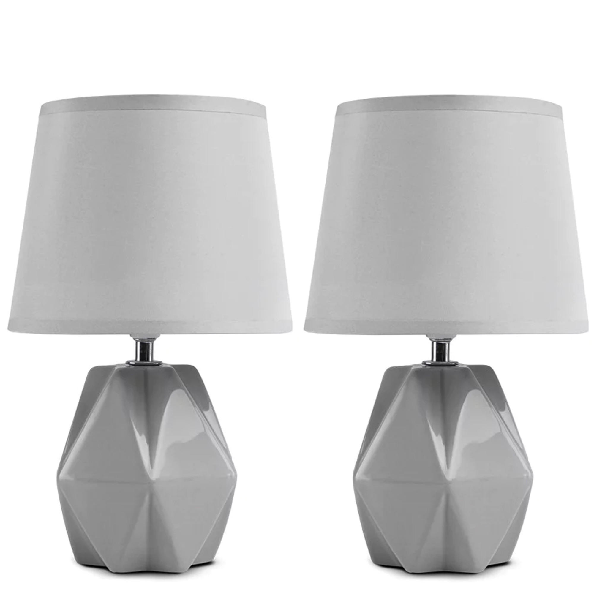 TISCHLEUCHTE FABO, Tischlampe 2-er Set, Grau - Grau, Keramik/Textil (18/18/29.5cm) - KONSIMO®