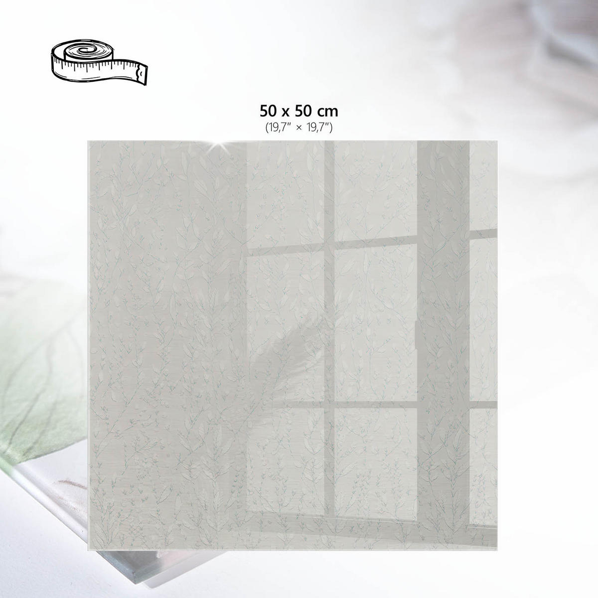 TISCHPLATTE 50x50 cm – Pflanzenharmonie - Beige, Glas (50/50/0.4cm) - Wallfluent
