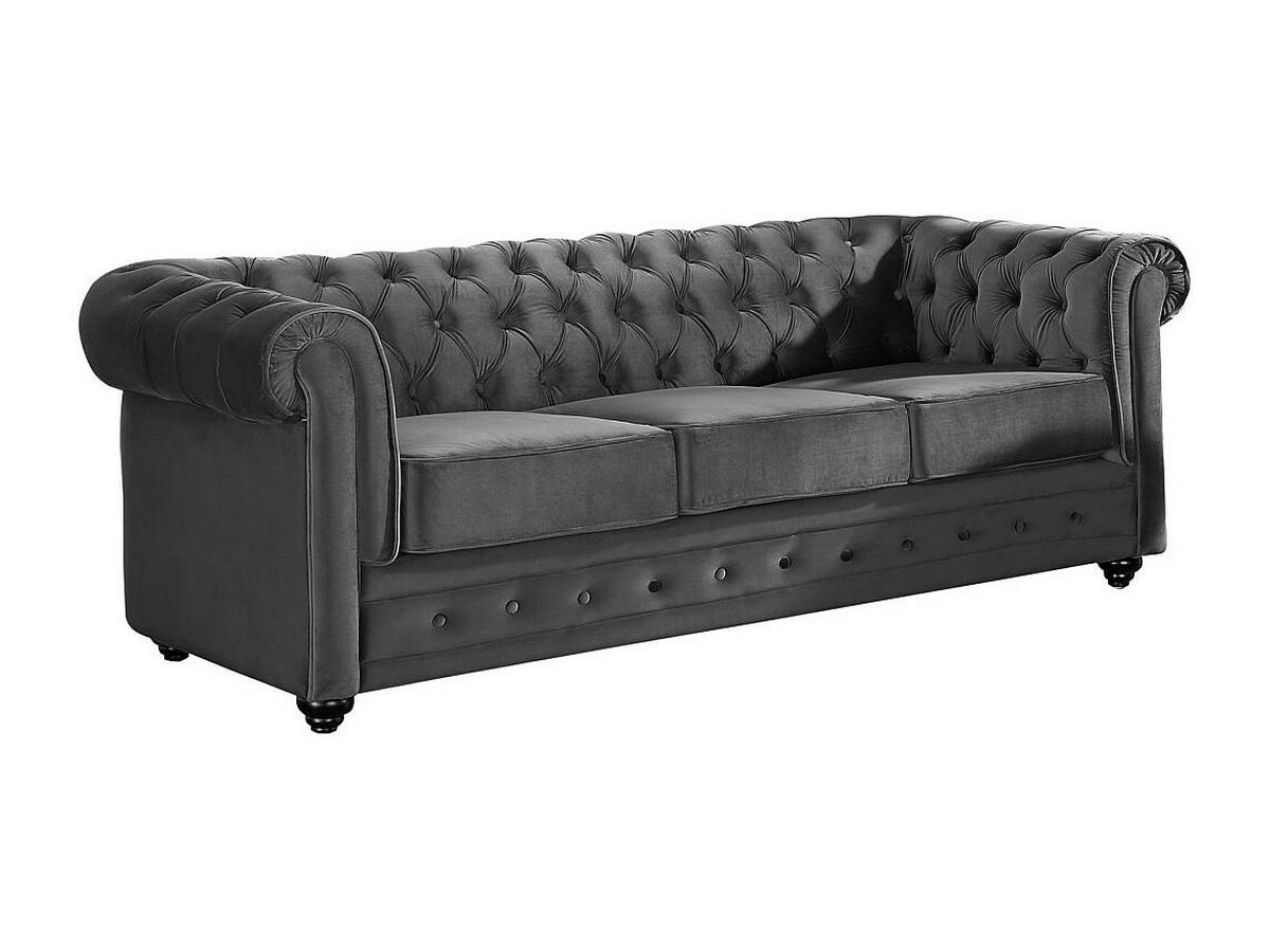 COUCHGARNITUR 3+1+1 - Samt - Anthrazit - CHESTERFIELD - Anthrazit, Textil (88/72/205cm) - Vente-Unique