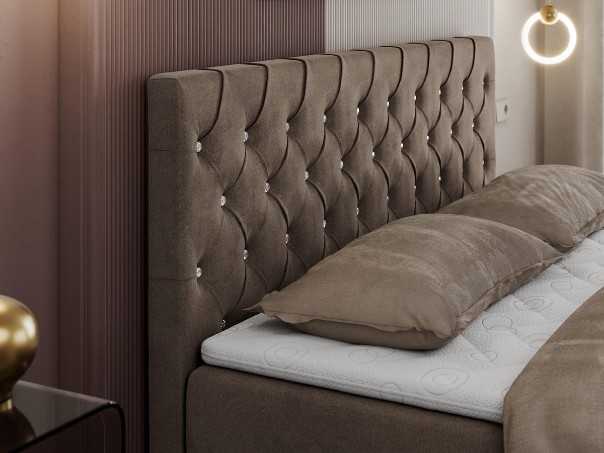 BOXBETT ROMA 160/200 - Braun Velvet - H3 - Braun, Holz/Textil (160/200cm)