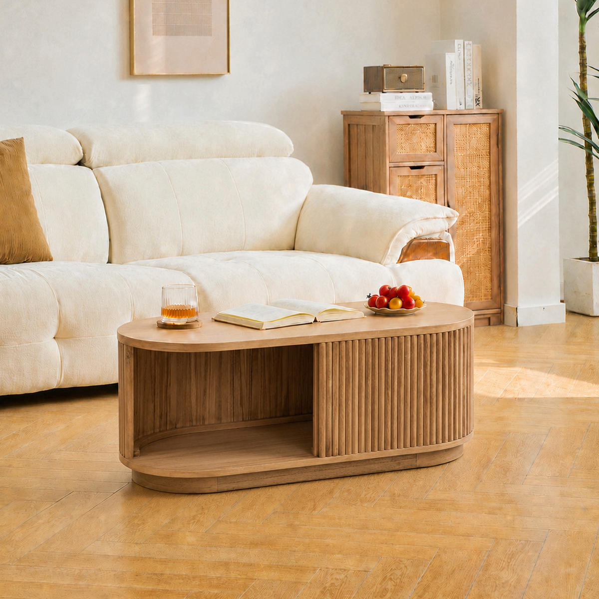 COUCHTISCH Rund Braun 90 x 40 x 40 cm - Braun, Holz (40/90/40cm) - Nordlys