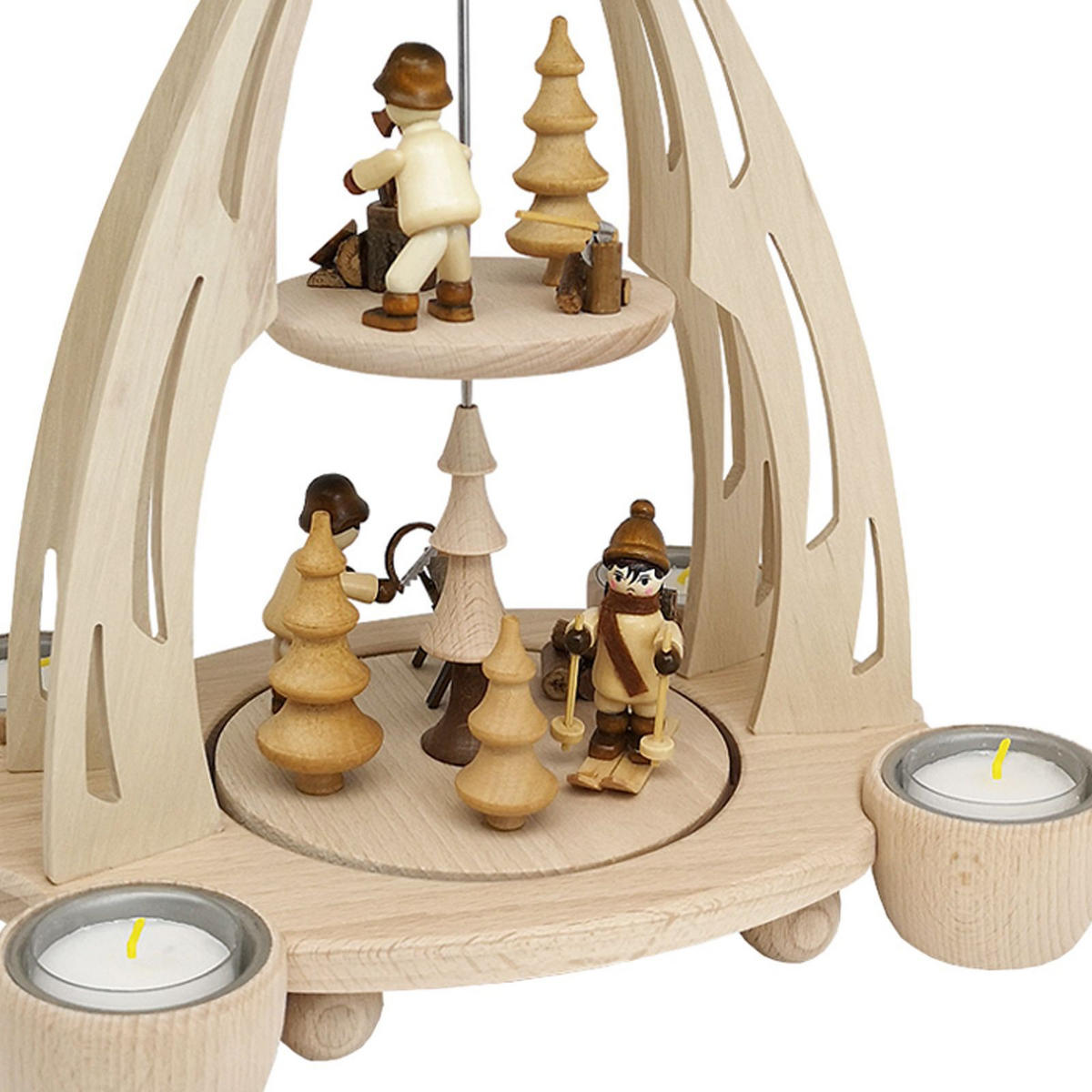 PYRAMIDE Holzmacher 20/24/35 cm - Multicolor, Holz (0.1/35/0.1cm) - Dekoteam24