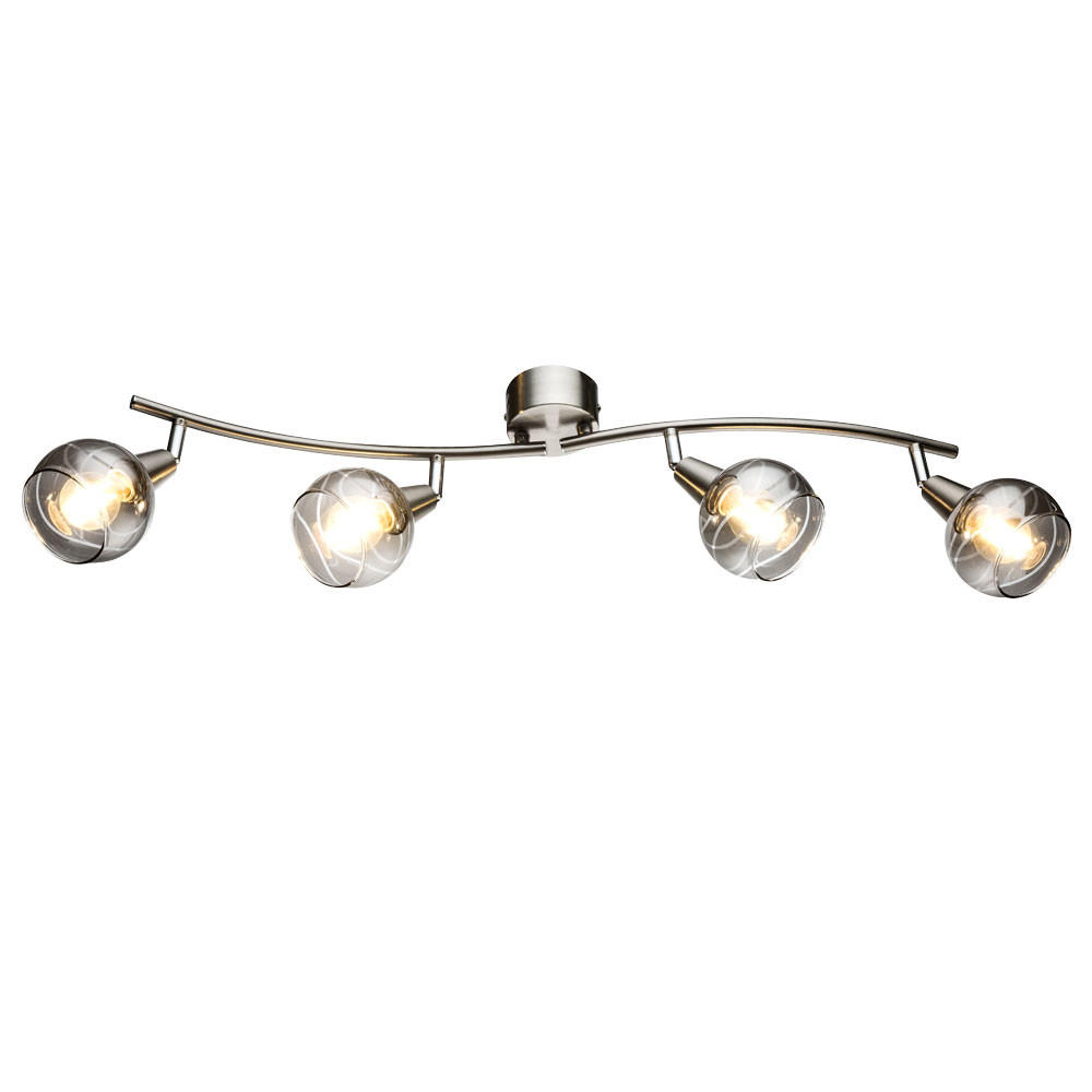 LED DECKENLEUCHTE ROMAN Silber Metall Glas - Silberfarben, Glas (70/31.5/21cm) - Globo Lighting