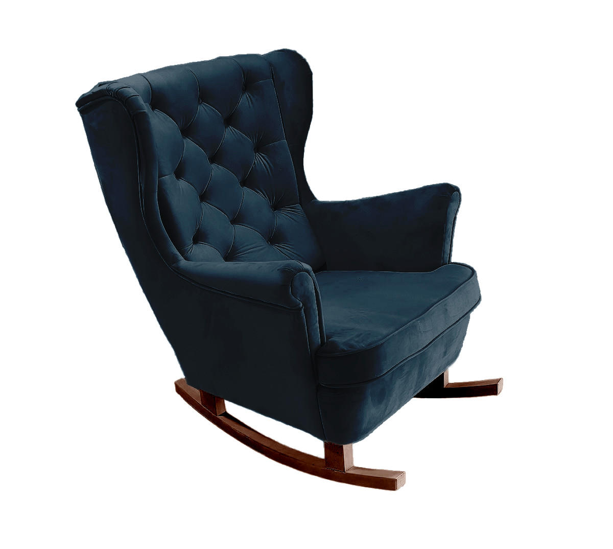 SCHAUKELSESSEL mit gepolstertem Sitz und Armlehnen, 102x81x95 cm, Marineblau_29865 - Blau/Braun, Holz/Textil (81/102/95cm) - DomoHome