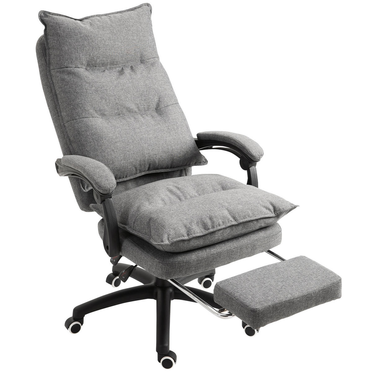 CHEFSESSEL DE-11640 ergonomisch mit Massagefunktion & Fußstütze Grau - Grau, Textil (62/130/70cm) - ComfortXL