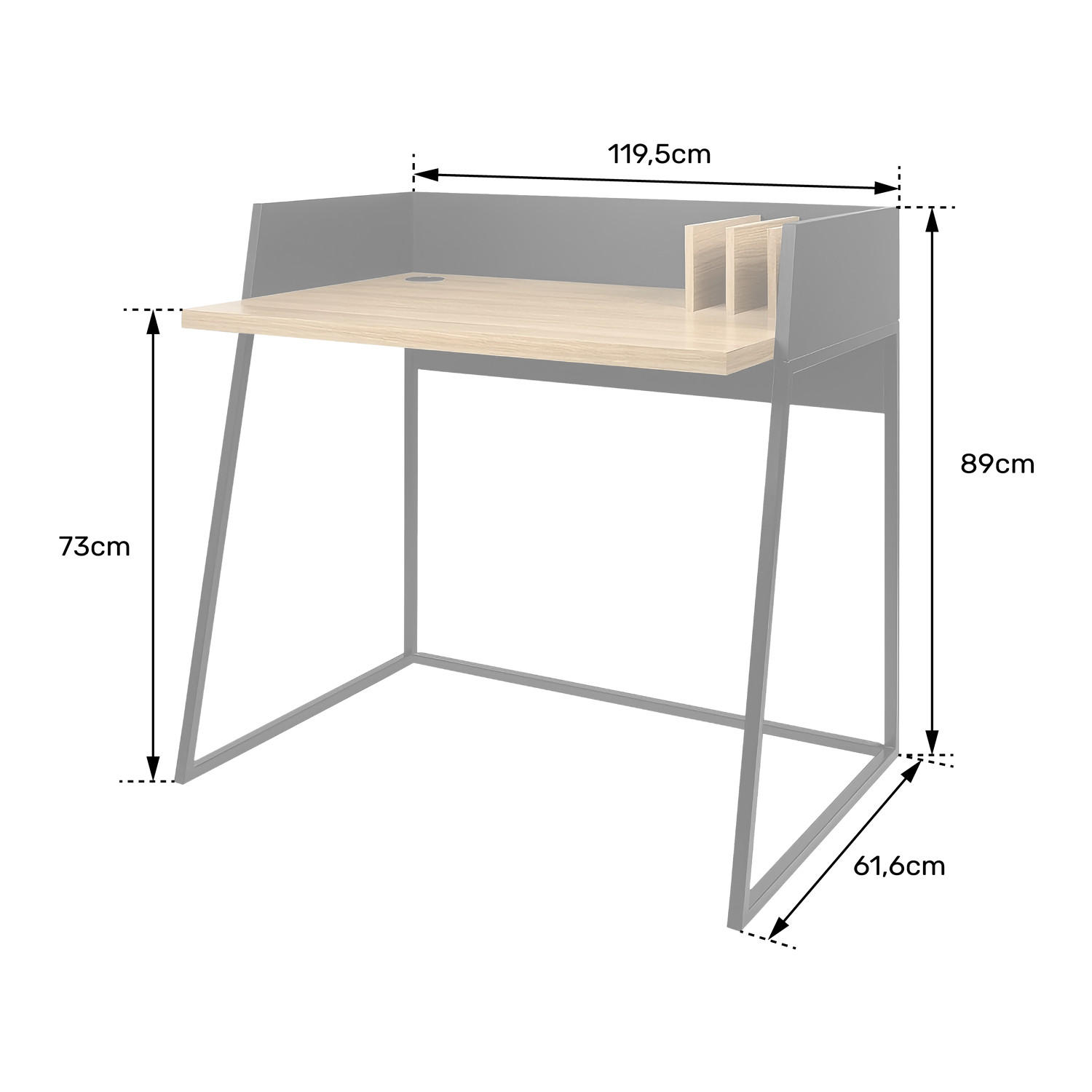 SCHREIBTISCH Charles Holz und Schwarz - Braun, Holzwerkstoff (119/61.6/89cm) - Happy Garden