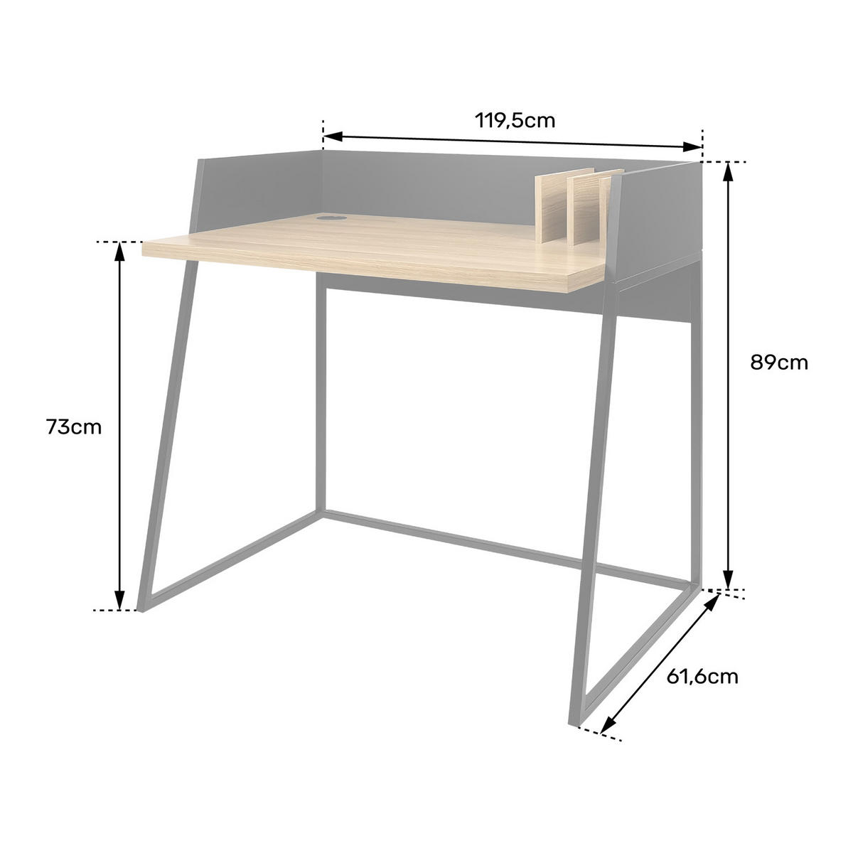 SCHREIBTISCH Charles Holz und Schwarz - Braun, Holzwerkstoff (119/61.6/89cm) - Happy Garden