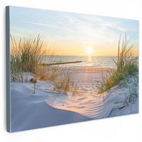 LEINWANDBILD Strand - Sonne - Düne - Gras - Sand - Horizont 30x20 cm - Hellblau, Textil (30/20cm) - MuchoWow