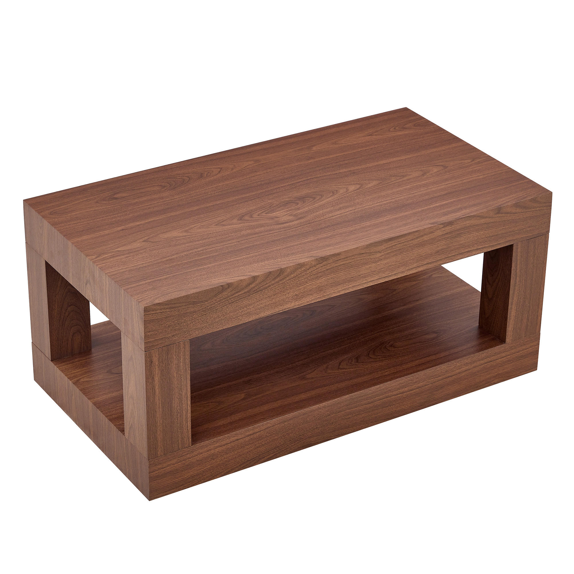 COUCHTISCH DE-37389 rechteckig mit zweistufigem Design Walnuss - Walnussfarben, Holzwerkstoff (93/53/45.5cm) - ComfortXL