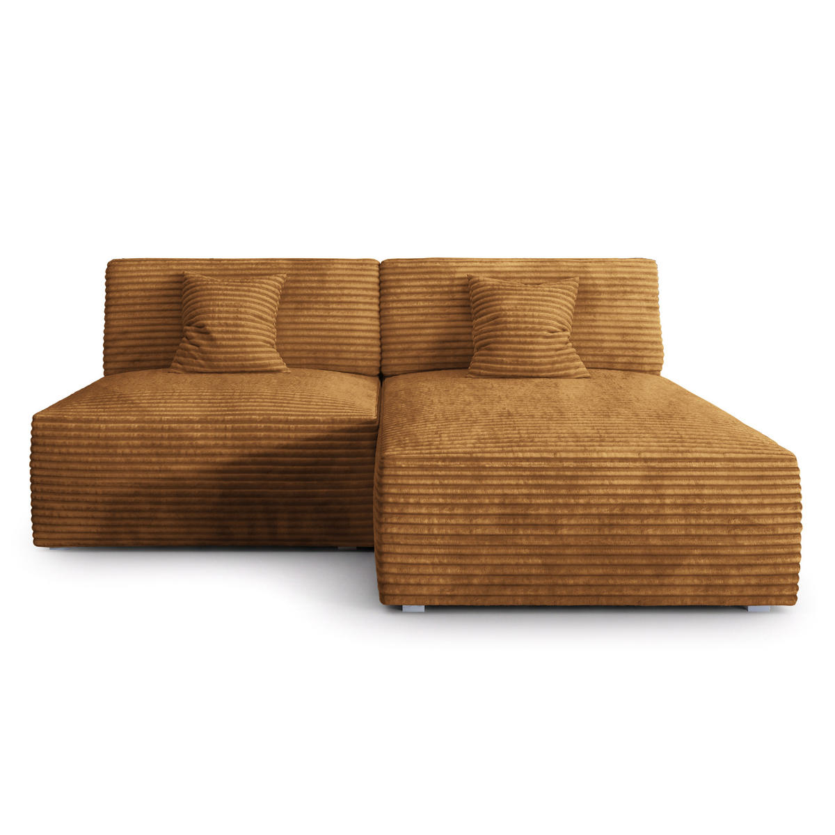 ROHOVÁ SEDAČKA FIORO měděná - šedá/měděná, dřevo/textil (204/148cm) - MASSENO