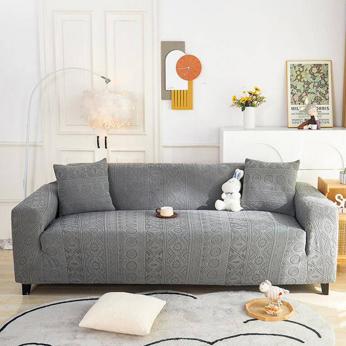 SOFABEZUG Dunkelgrau 4-Sitzer 235–300 cm - Dunkelgrau, Textil (235/300cm) - Kaket