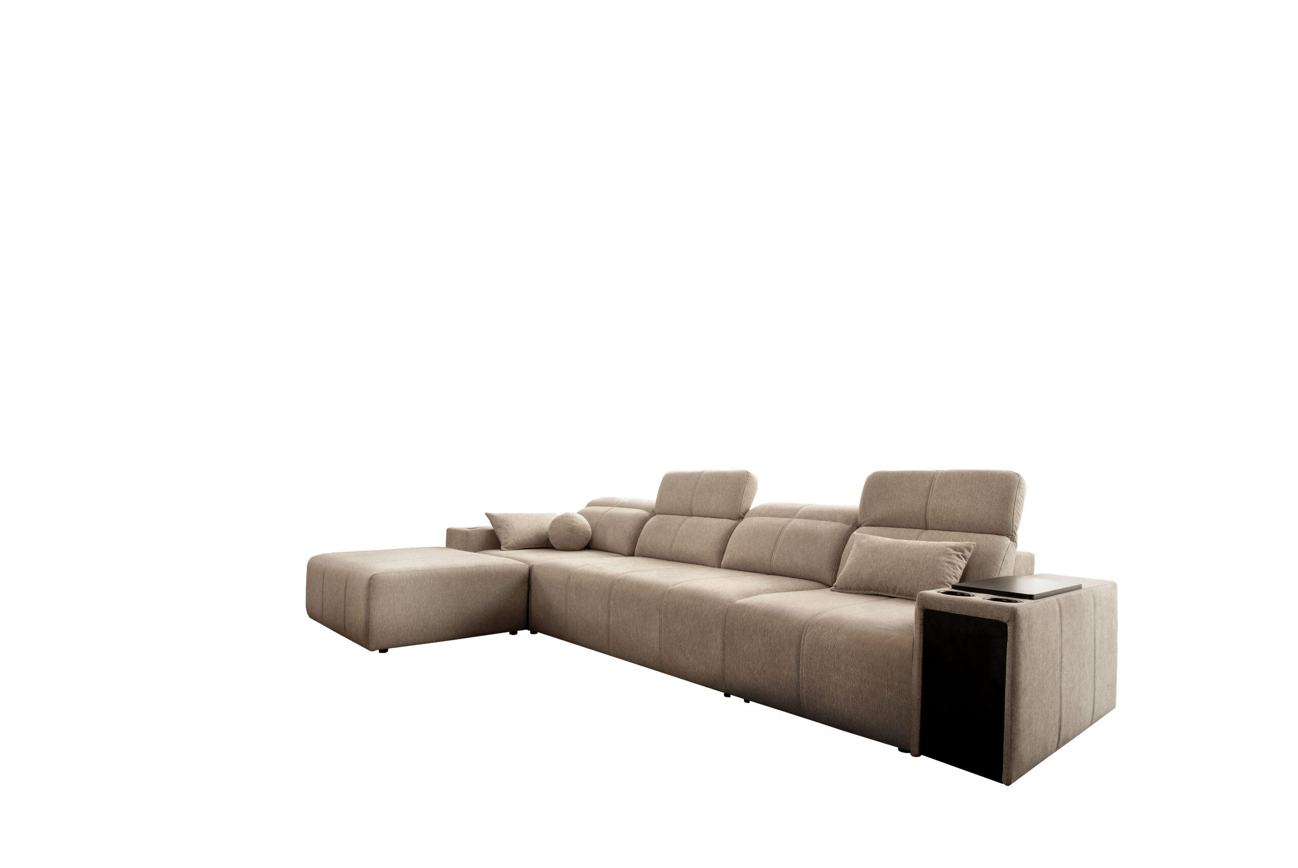 ECKSOFA mit Schlaffunktion und Mindy XII Stoff Verita KaltesBeige Links - Creme, Holz (202/348cm) - Kaiser Möbel