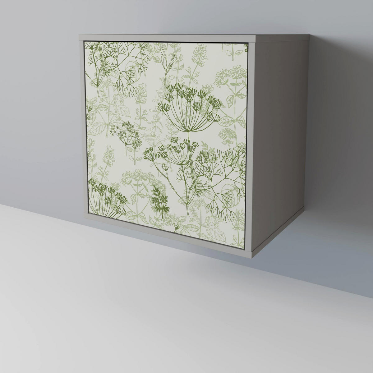 SIDEBOARD FENNEL BALDACHIN, Grau, 57,5x42x75,5 cm, Goldfarbene Metallfüße - Goldfarben/Multicolor, Holzwerkstoff/Metall (57.5/75.5/42cm) - SpaceRebels