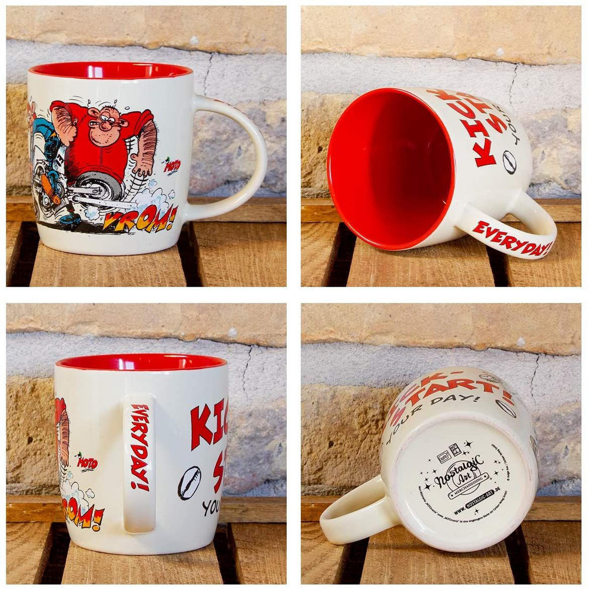 KAFFEETASSE 330 ml MOTOmania Kick-Start Your Day! - Multicolor, Keramik (0.33L) - Nostalgic-Art