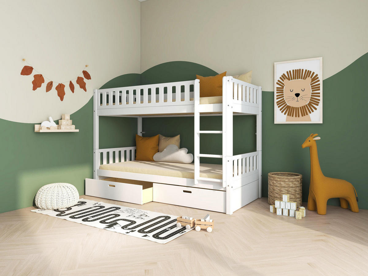 ETAGENBETT VIGGO Weiß 208x102x144 cm - Weiß, Holz - FURNLUX