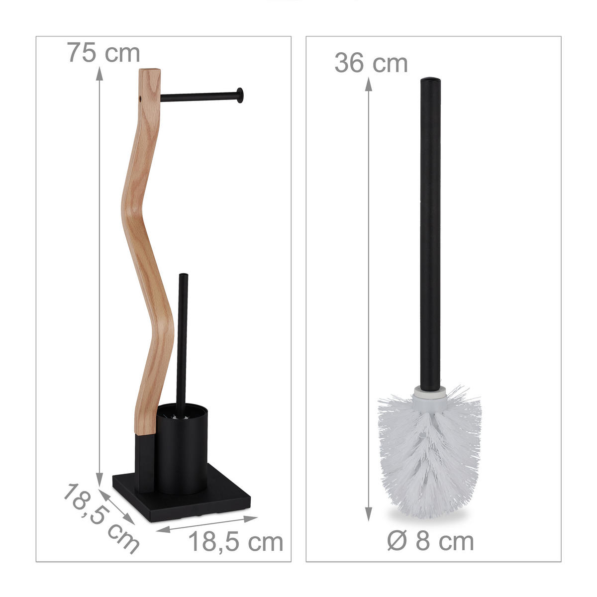 WC-GARNITUR - Multicolor, Holzwerkstoff/Metall (18.5/75/18.5cm) - Relaxdays