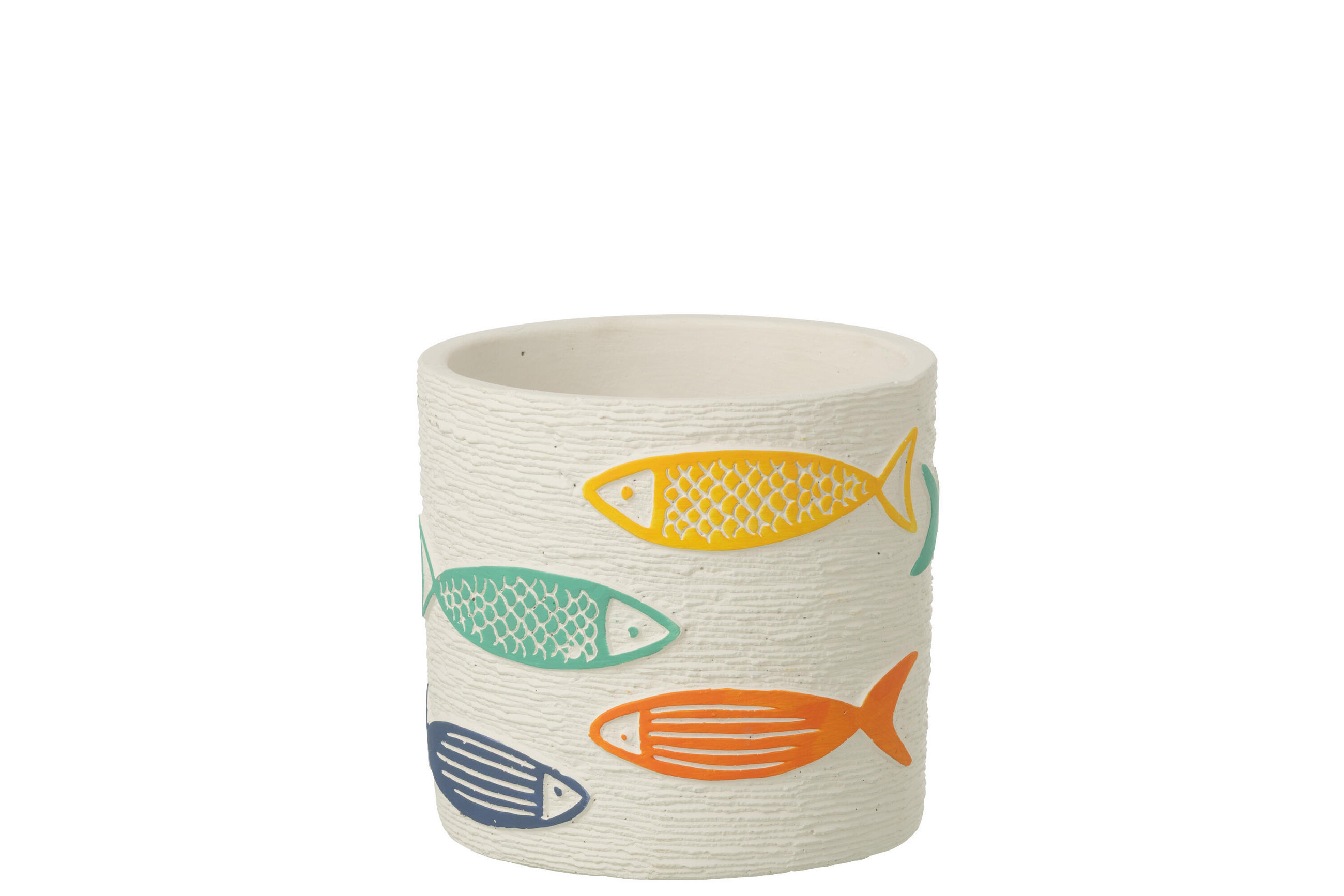 BLUMENTOPF FISCH RUND Multi - Multicolor, Stein (14/13cm) - J-Line