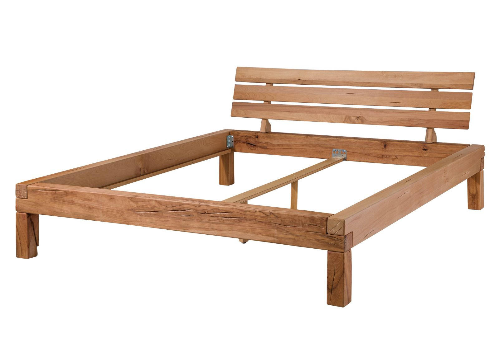 BALKENBETT Wildeiche 160x200x85 natur geölt KRAKAU #202 - Braun, Holz (160/200cm) - Massivmoebel24