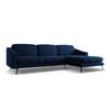 ECKSOFA Rechts Samt Stoff Blau - Blau/Schwarz, Textil/Metall (264/160cm) - Makamii