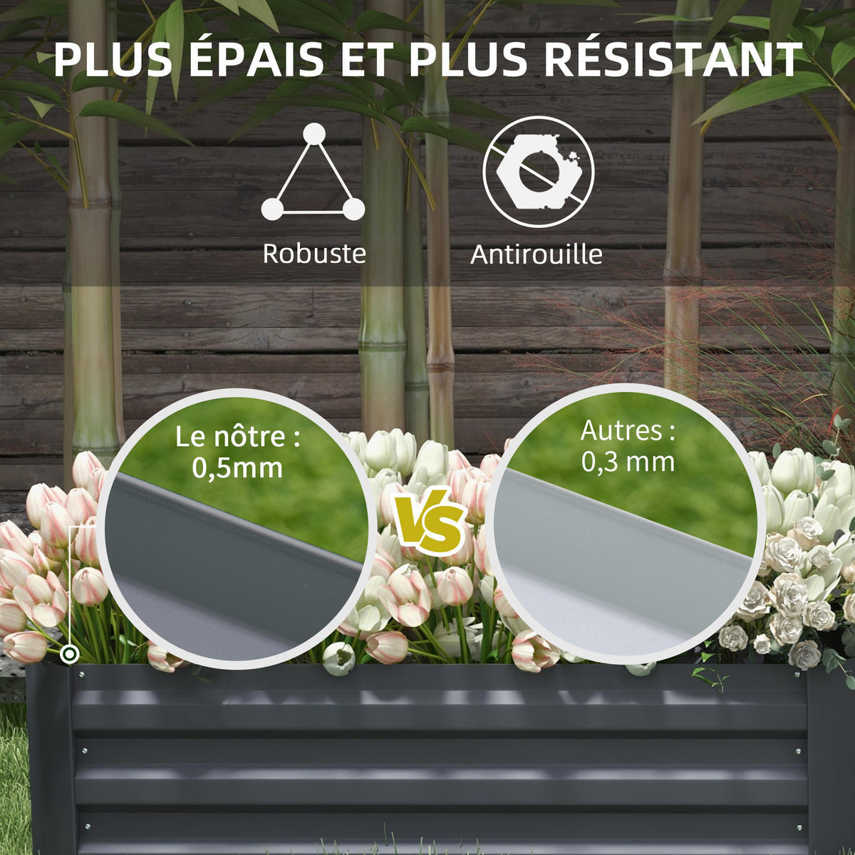 HOCHBEET-SET DE-12142 2er-Set 100/50/30 cm Grau - Grau, Metall (100/30/50cm) - ComfortXL
