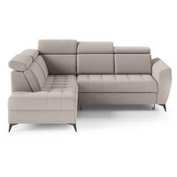 ECKSCHLAFSOFA Aurora II mit verstellbare Kopfstützen, Beige, links - Beige/Schwarz, Textil (266/204cm) - Beautysofa