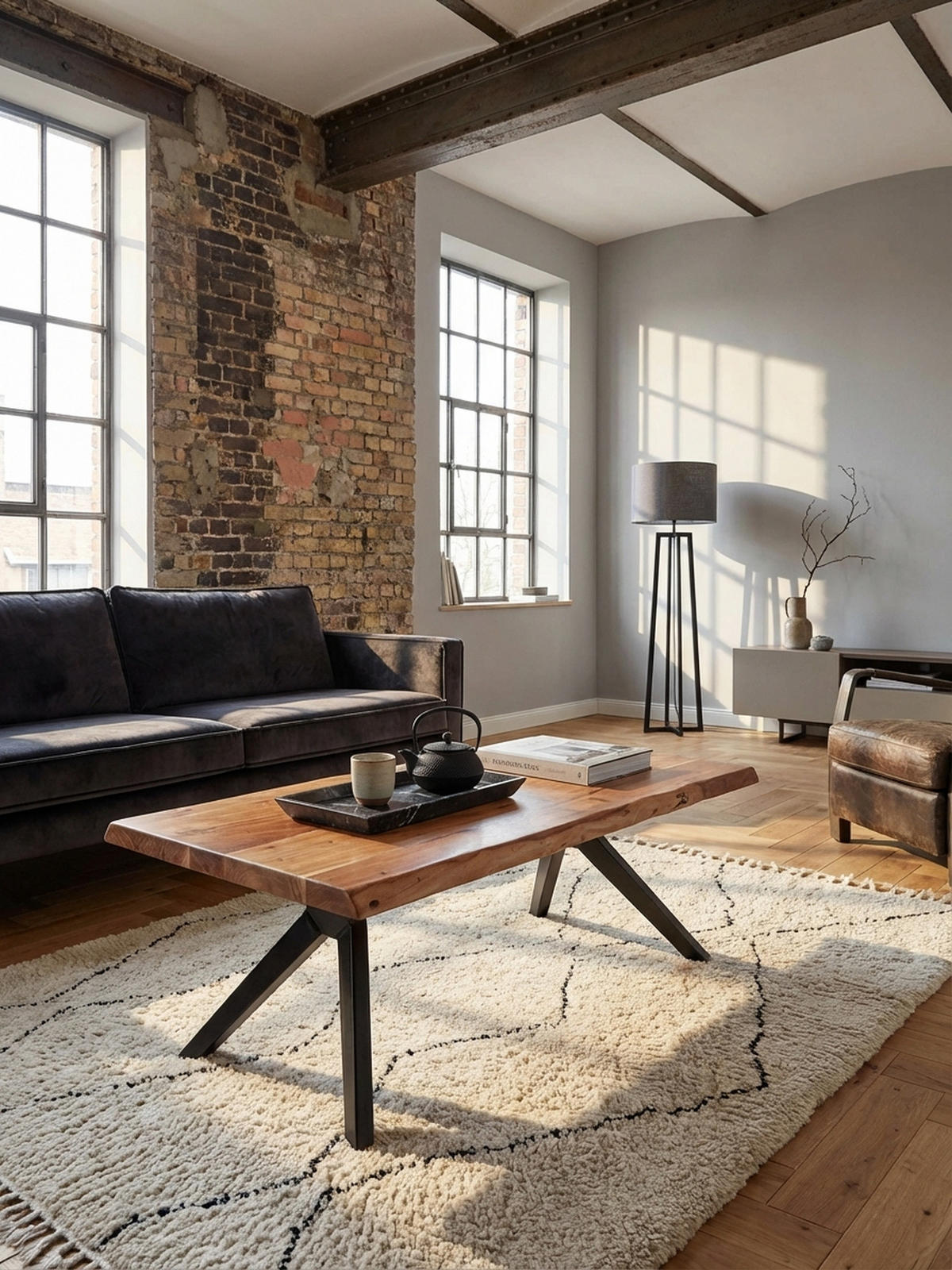 COUCHTISCH in Natur, Massivholz Akazie, Baumkante, pulverbeschichteter Edelstahl, Unikat - Beige/Schwarz, Holz/Metall (64/115/37cm) - KADIMA DESIGN