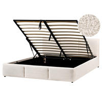 BETT mit Stauraum 160/200 cm Bouclé Cremeweiß Bousse - Creme, Textil (160/200cm) - Beliani
