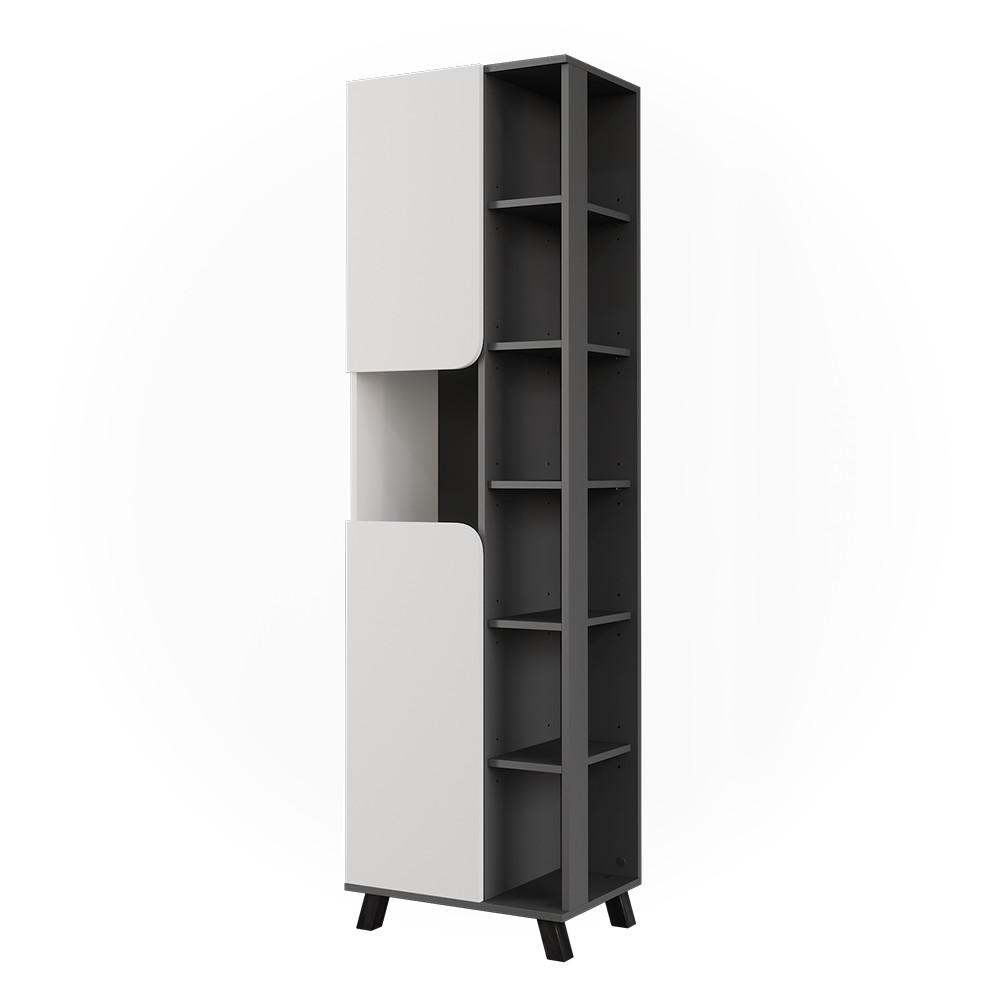 HOCHSCHRANK Karen Anthrazit/Weiß 50 x 175 cm mit 2 Türen - Anthrazit/Weiß, Holzwerkstoff (50/175/35cm) - Vicco