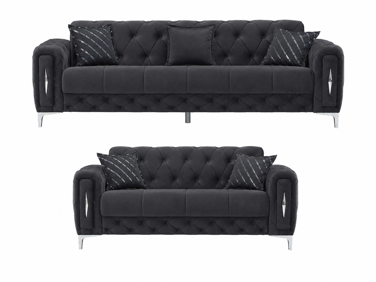 SITZGARNITUR Patna, Anthrazit Stellvariante 3+2 - Anthrazit, Holzwerkstoff/Kunststoff (245/80/100cm)
