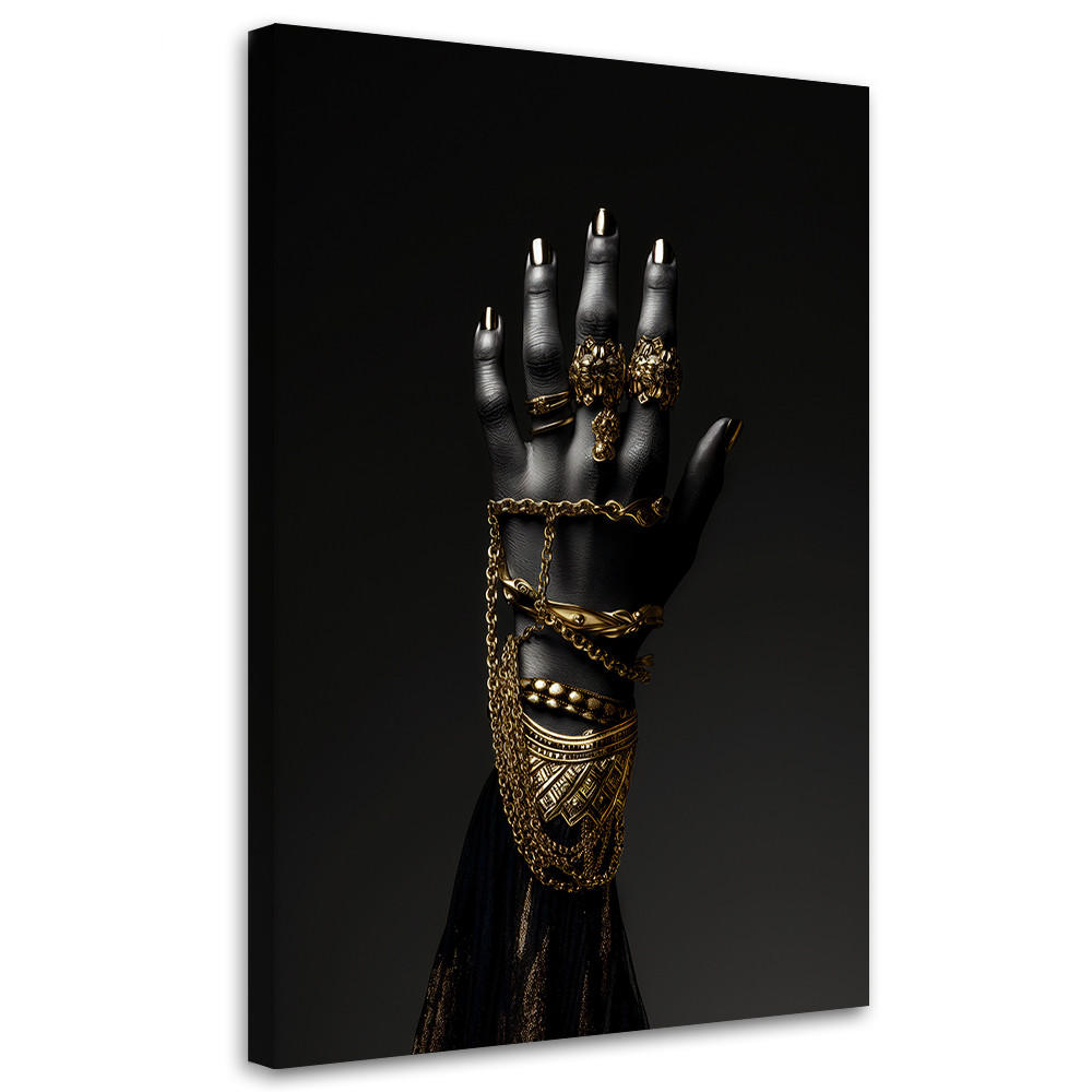 LEINWANDBILD Gold-Schmuck 80x120cm - Schwarz, Textil (80/120cm) - Feeby