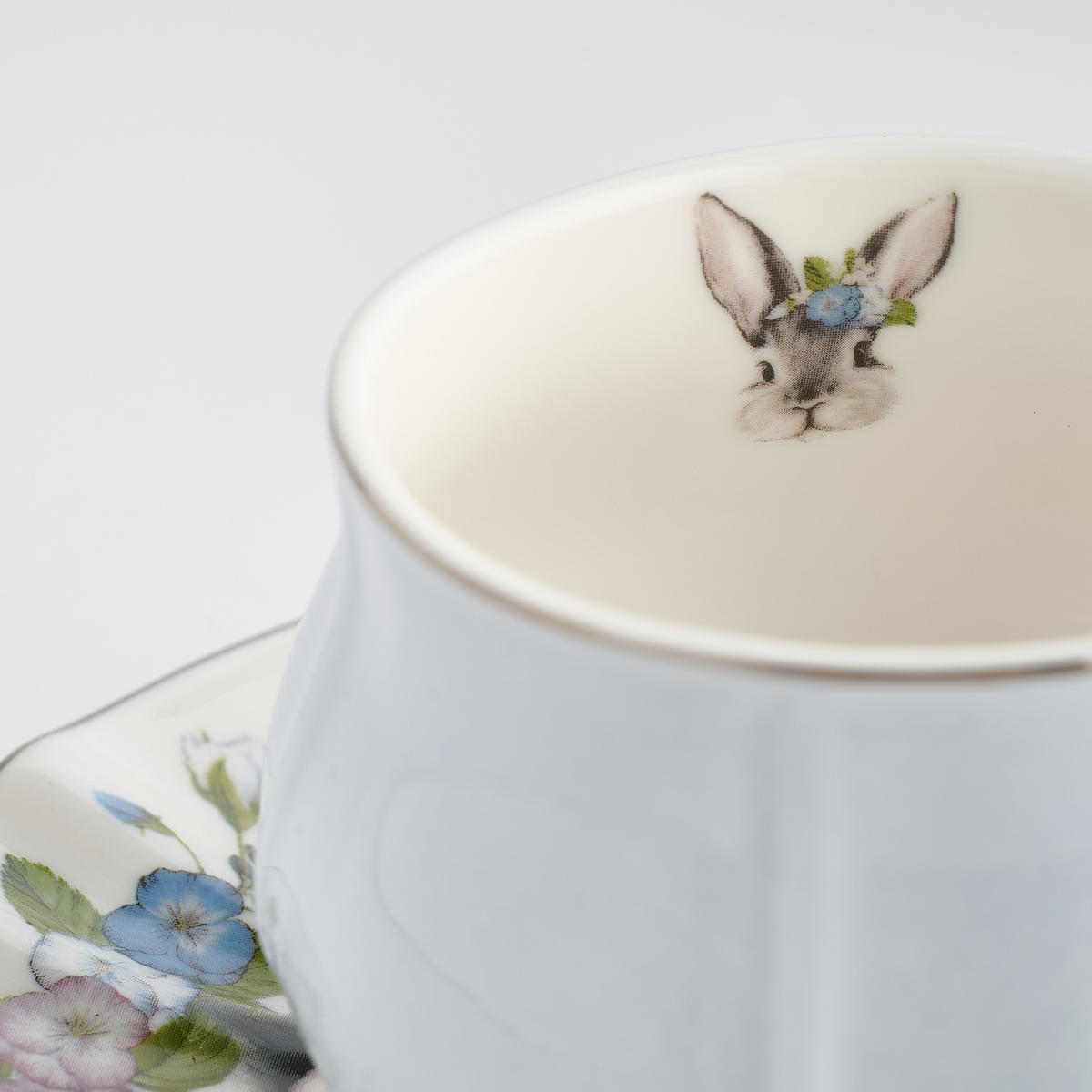 TASSE MIT UNTERTASSE Pansilo - Hellblau, Keramik (0.22L) - home&you