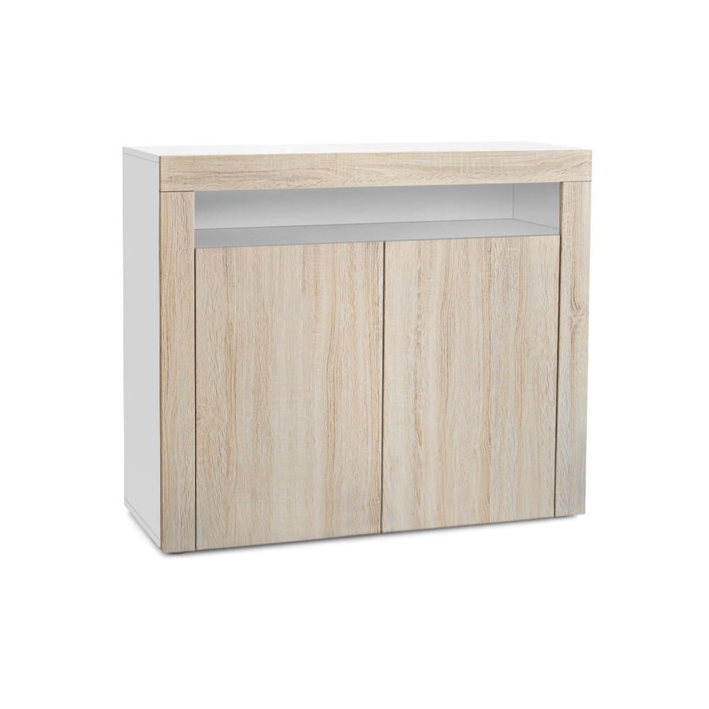 KOMMODE Valencia Eiche sägerau / Eiche sägerau - Eiche San Remo, Holzwerkstoff (108/92/40cm) - Vladon